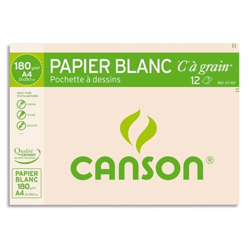 Canson Pochette De 12 Feuilles De Papier Dessin C A Grain 180g A4 Ref 27107