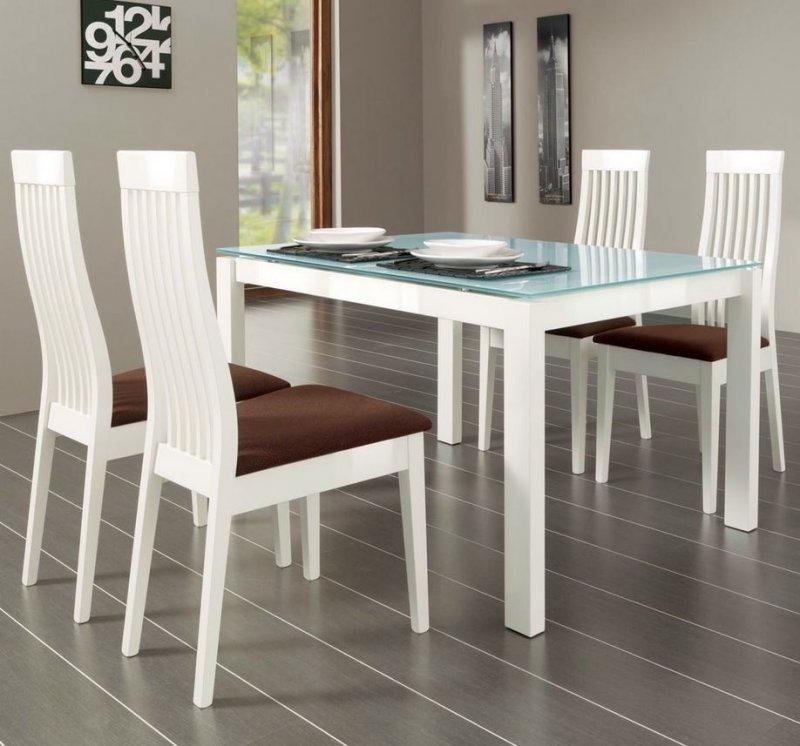 Calligaris table repas extensible baron 130x85 en verre piétement métal