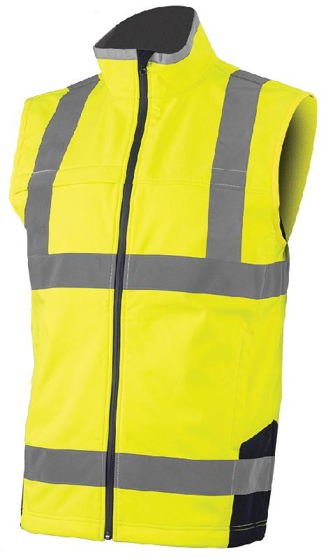 Gilet softshell haute visibilité station jaune fluo bleu marine txl