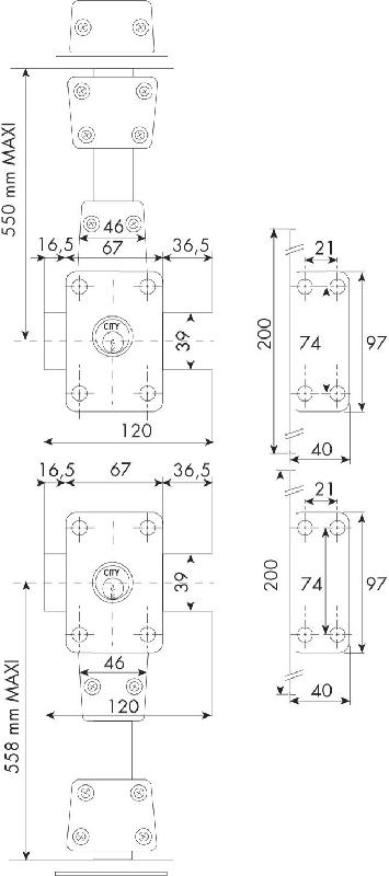 Verrou 4 points 1553 zenith à double entrée haut et bas cylindre de