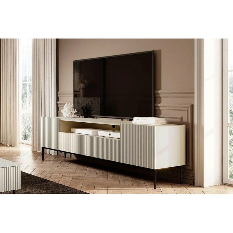 BOBOCHIC MEUBLE TV MEUBLE TV AVEC NICHE 200 CM KASHA PIEDS NOIRS