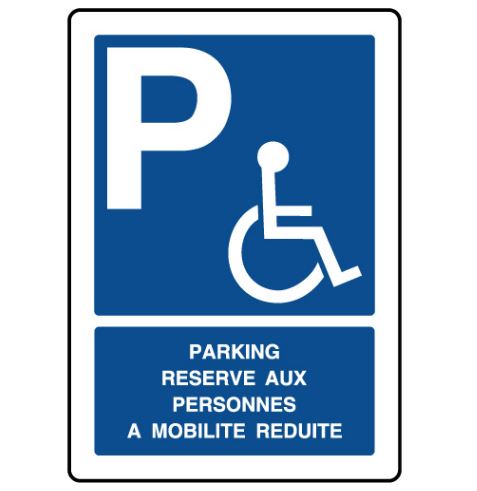 Panneau vertical parking réservé personnes mobilité réduite 140 x 200 mm