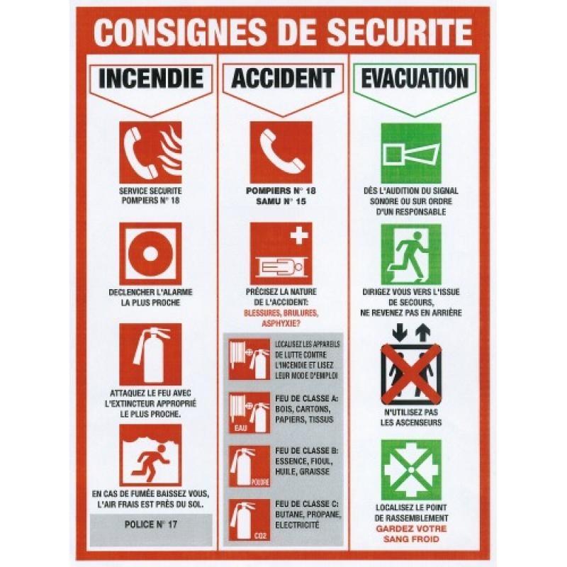 Panneau rigide de consignes de sécurité dimensions 460 x 320 mm