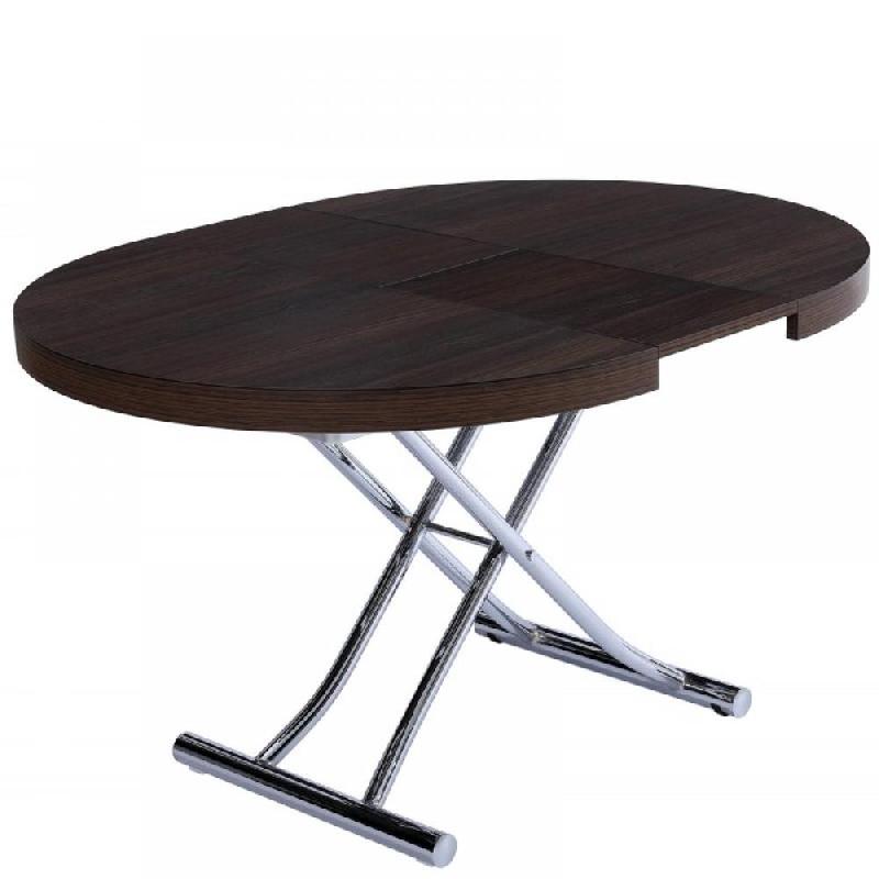 TABLE BASSE RONDE RELEVABLE ET EXTENSIBLE SATURNA WENGE DIAMÈTRE 105 X 105/135 CM_0