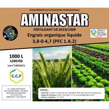 AMINASTAR Engrais liquide spécifique - Azote, Potassium, Carbone - N total = 3,8 % / K2O total = 4,7 % / C = 15 %_0