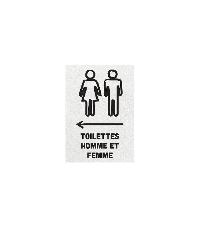 Sticker autocollant - Toilettes Homme et Femme flèche à gauche format A5 - Référence: REG210-THF-G-B_0