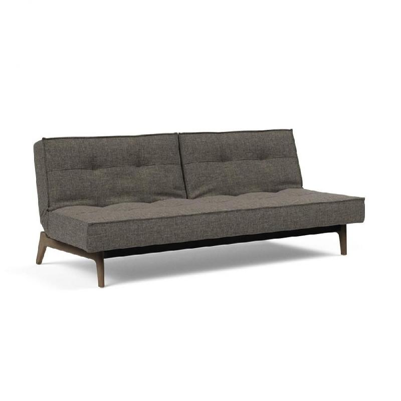 INNOVATION LIVING  CANAPÉ CONVERTIBLE SPLITBACK  EIK 115*200 CM CHÊNE FUMÉ TISSU FLASHTEX DARK GREY_0