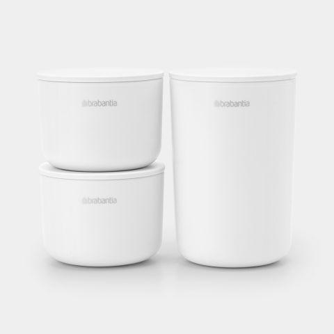 Pots de stockage Brabantia ReNew - Lot de 3 - Blanc - pour épingles à cheveux, boucles d'oreilles, cotons-tiges et plus_0