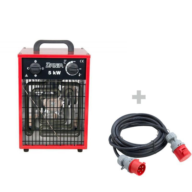 PACK Aérotherme portable électrique DANIA 5 kW + Rallonge 10 m 400 V - INELCO/HEATCOM - 88844007+3160104_0