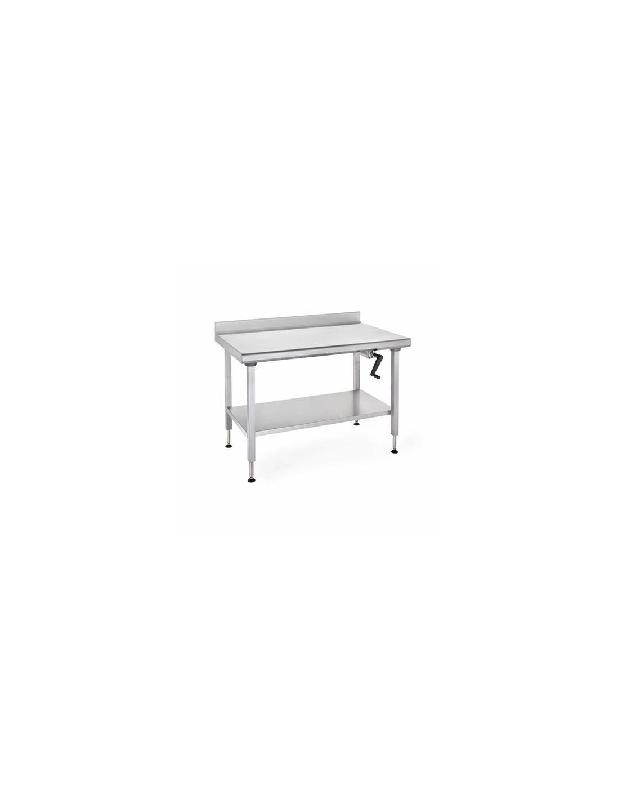 Table inox adossée Ergonomix - Tournus Equipement - hauteur réglable avec étagère basse_0