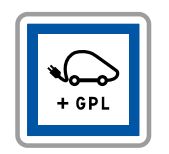 Panneau de signalisation indication Poste de recharge de véhicules électriques + G.P.L. 7 / 7 et 24 / 24 - CE15j_0