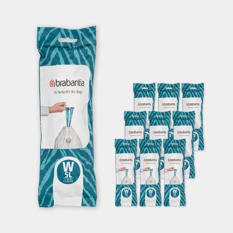 Sacs poubelle PerfectFit Brabantia - Code W (5 litres) - 10 Rouleaux de 20 sacs_0