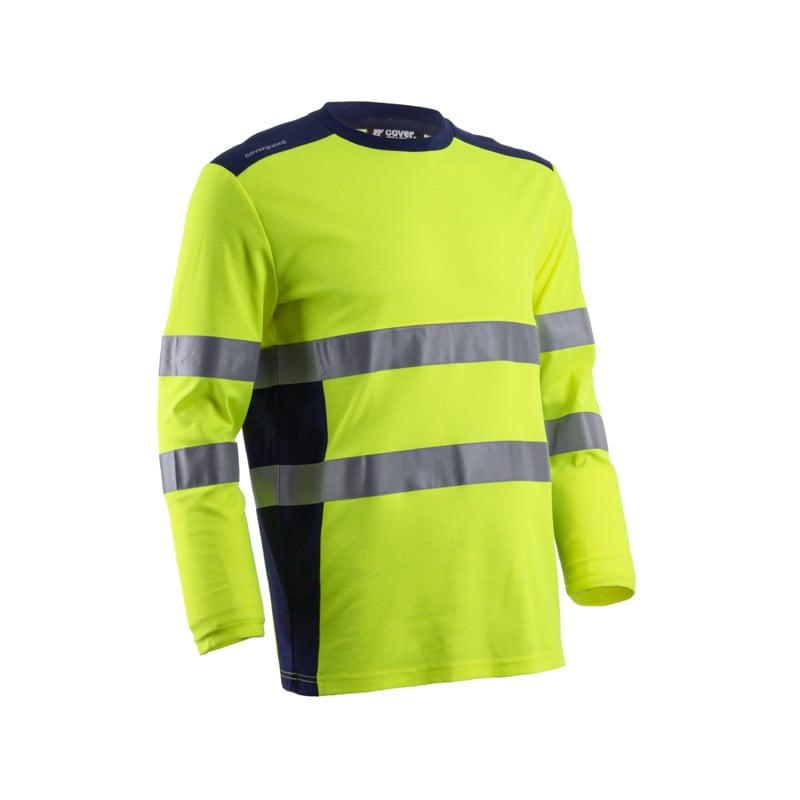 T-shirt manches longues - RIKKA - 55% CO/45% PES UPF 35+ 150g/m2 - Jaune HV/Marine - COVERGUARD | 5RIK160_0