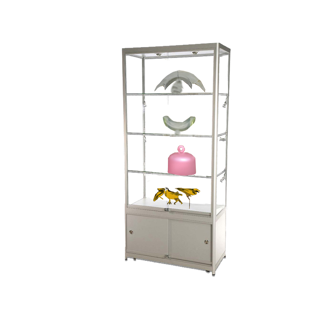 Vitrine Exposition LED H 200 x L 90 x P 45 cm - GRIS ALU - Réf.2228410_0