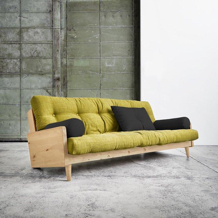 Canape 3 4 Places Convertible Indie Style Scandinave Futon Vert