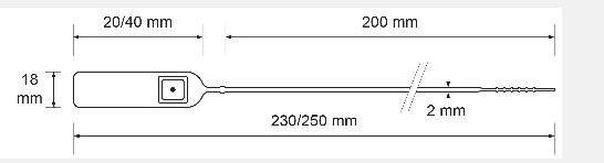 Scellé PP à tige lisse - Longueur 200 mm - Tige Ø2 mm - Rouge, 40x18 mm_0
