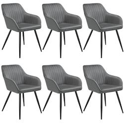 TecTake GmbH tectake Chaise MARILYN en velours - gris/noir, Lot de 6 -405738 - gris acier 405738_0