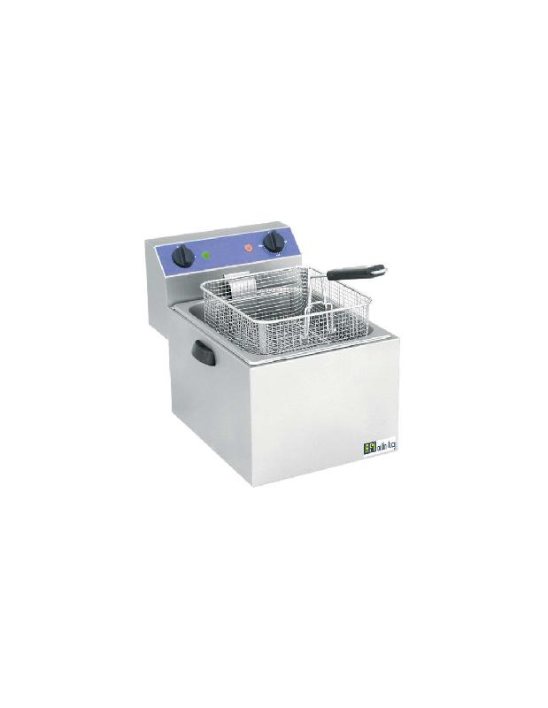 Friteuse électrique professionnelle 8 Litres à poser SF8M - Construction inox satiné avec poignées et couvercle - Zone froide de décantation et cuve amovible_0