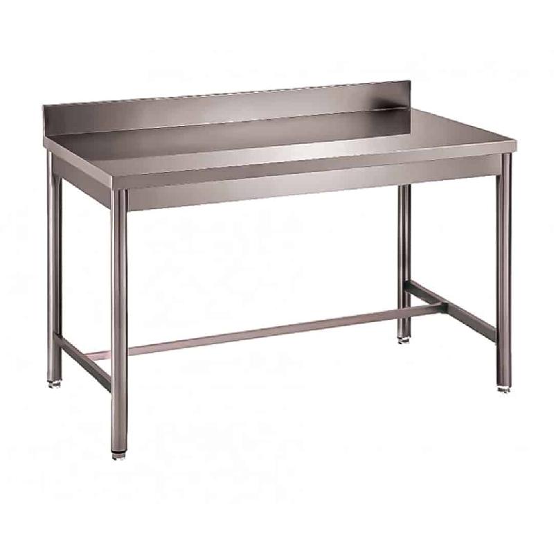Table démontable bords droits pieds ronds inox AISI 304 adossée P 600 mm (Longueur, mm: 1600 - Réf DRTA166-1)_0