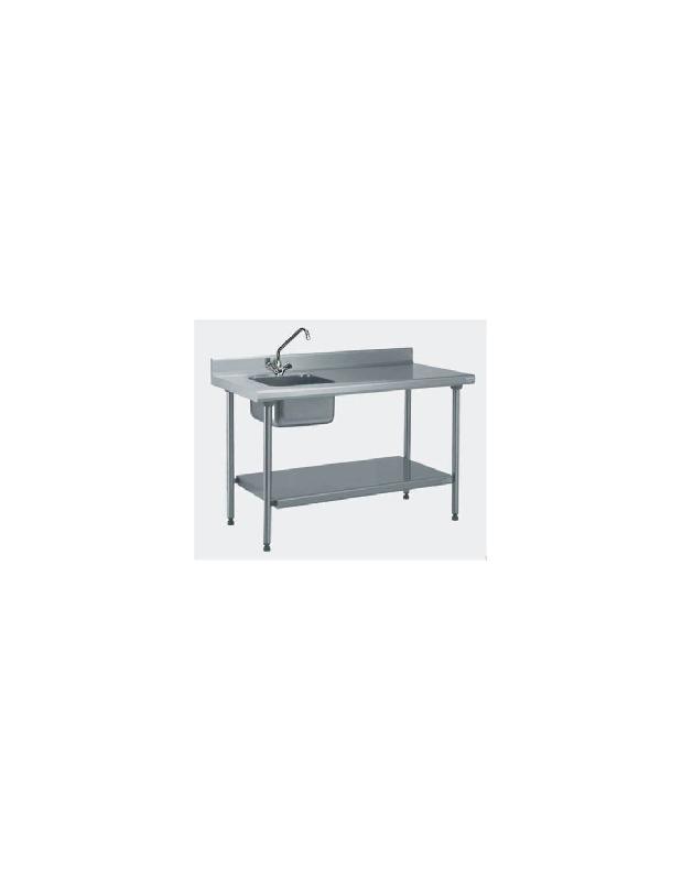 Table inox du chef Tournus Equipement - un bac à gauche 400x400x250 mm avec étagère basse - AISI 441_0