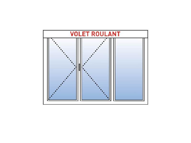 Fenêtre Aluminium 3 Vantaux KAWNEER (2 Ouvrants + 1 Fixe à droite) avec Volet Roulant Motorisé ou Manuel Intégré Sur Mesure Référence: Fen Alu 3 vtx fixe droit + VRI_0