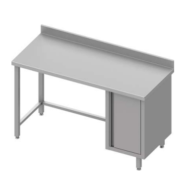 Table de travail inox adossée avec placard  à droite sans étagère 1300x700x900 - 930497130_0