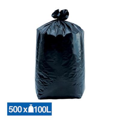 Sacs poubelle déchets légers noirs 100 L, lot de 500_0