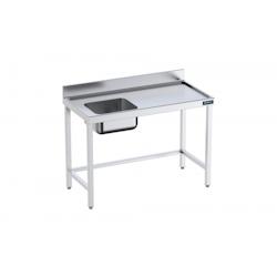 Distform Table de chef Inox avec bac à Gauche et renforts Gamme 600 Acier inoxydable2400x600 1000x600x850mm - 641094183325_0