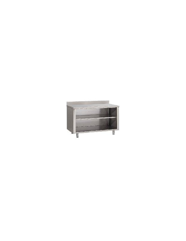 Meuble inox adossé ouvert - piétement réglable et vérins - MM1470 - 1400x700x850/950 mm_0