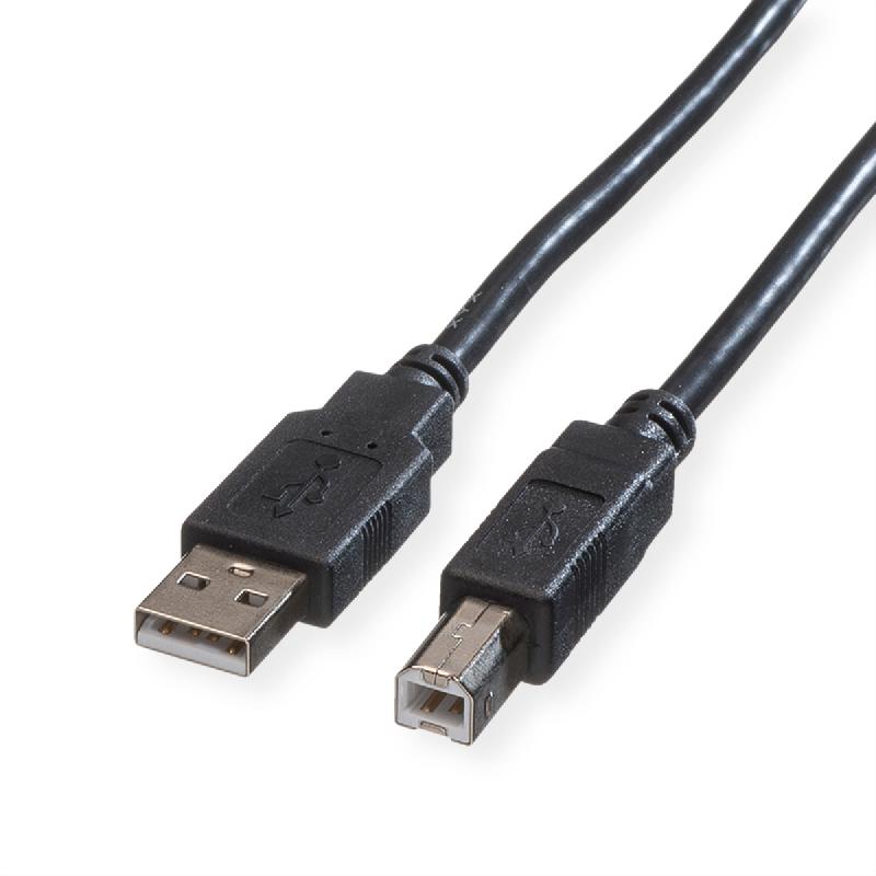 ROLINE Câble USB 2.0, Type A-B, noir, 0,8 m_0