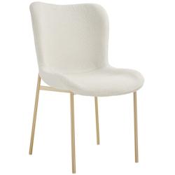 Tectake Chaise rembourrée Tessa - Bouclette blanc/doré, par pièce -405216 - blanc polyester 405216_0