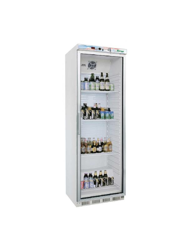 Armoire à boissons 1 porte vitrée 365L - RCG400 - Armoire à boisson positive en acier laqué blanc avec éclairage LED - Froid statique avec ventilateur convoyeur d'air_0