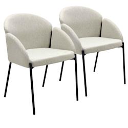 Oviala Business Lot de 2 chaises en acier et tissu beige - beige 111740_0