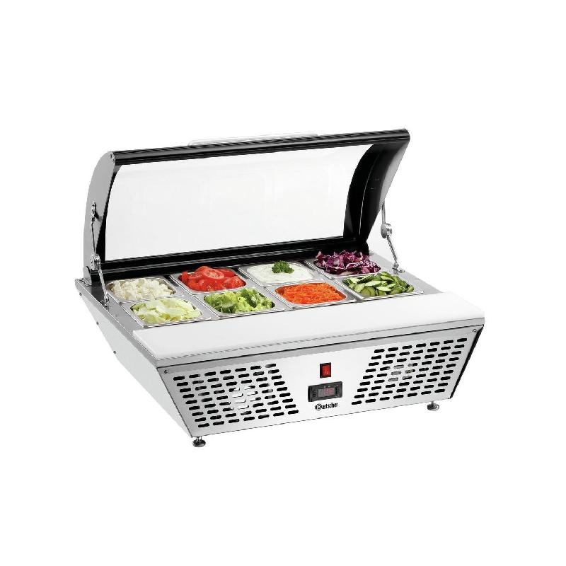 Vitrine inox réfrigérée 67 Litres, 8 x GN 1/6, couvercle rabattable, 70 W, 220 V - MONO_0