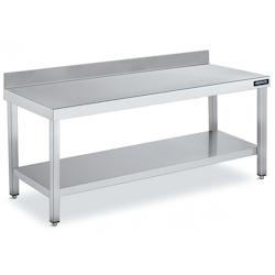 Distform Table de Travail Adossée Inox avec 1 Étagère Gamme 600 Hauteur 600 Acier inoxydable1400x600 600x600x600mm - 641094894351_0