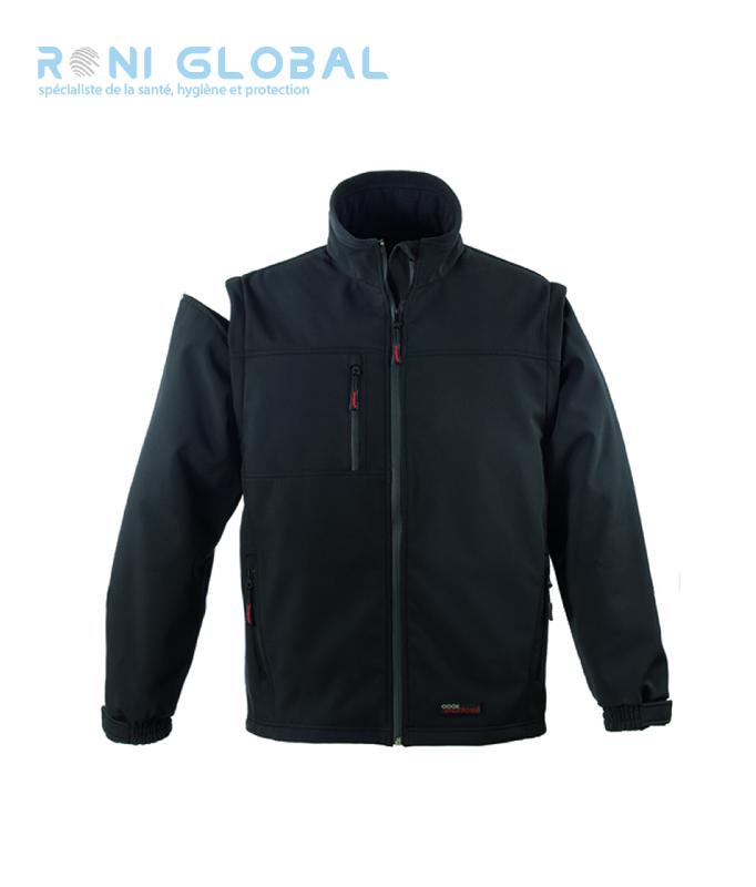 VESTE DE TRAVAIL 2EN1 COUPE-VENT ET IMPERMÉABLE SOFTSHELL EN POLYESTER ET ÉLASTHANNE + MICRO POLAIRE 5 POCHES - YANG 2 EN 1 COVERGUARD_0