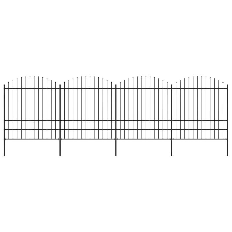 Vidaxl clôture de jardin à dessus en lance acier (1,75-2)x6,8 m noir 277751_0