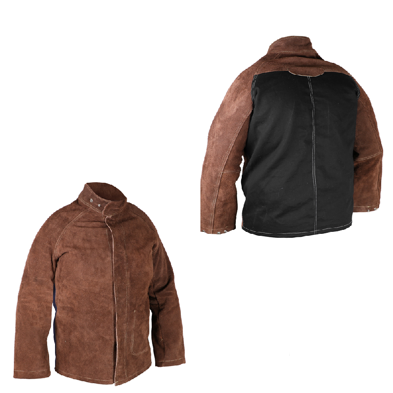 Veste de soudeur en croûte de cuir de bovin marron_0