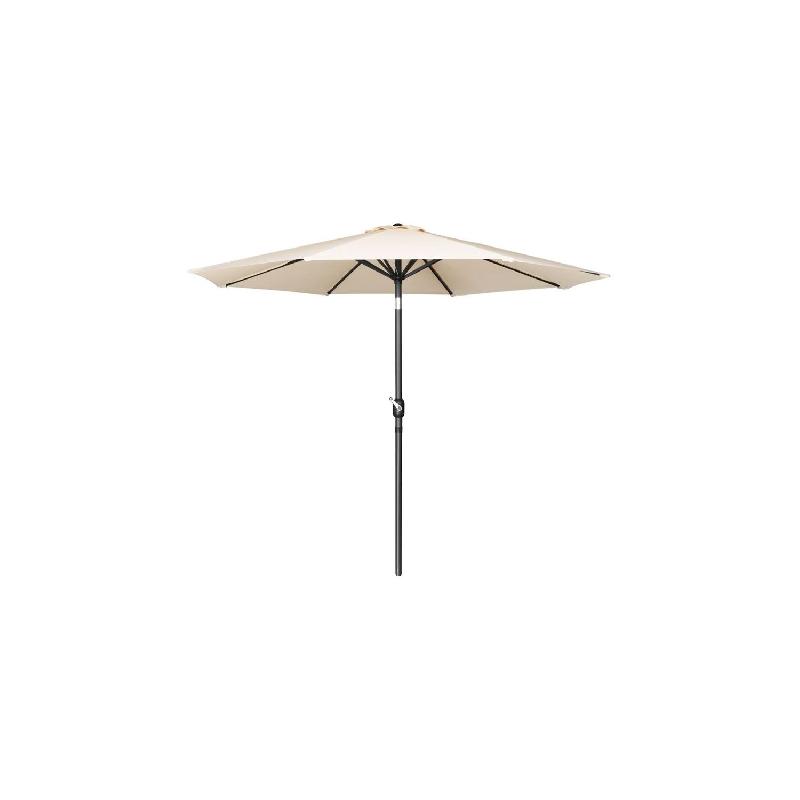 Parasol rond (H)2480 x (L)3000 x (P)3000 mm, en aluminium & polyester, crème, SÉVILLE_0