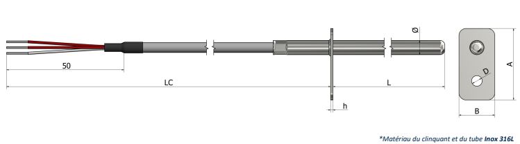 Sonde à résistance de surface Clinquant (à connecter) - PS12_0