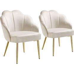 TecTake GmbH tectake Fauteuil cocktail HELLEN rembourré avec revêtement en velours - crème/or, Lot de 2 -405824 - beige plastique 405824_0