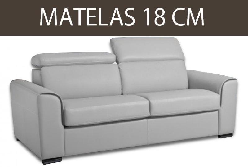 CANAPÉ CONVERTIBLE EXPRESS IMOLA NUBUCUIR GRIS CLAIR MATELAS 18CM COUCHAGE 140 CM_0