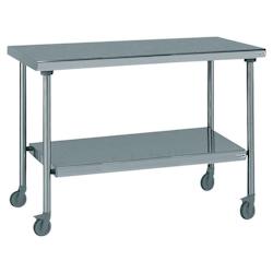 Tournus Equipement Table inox centrale sur roues avec étagère inférieure fixe longueur 1000 mm Tournus - 464971 - plastique 464971_0