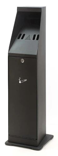 Cendrier sur pied Free Standing noir - acier thermolaqué ou inox - liner 4,4L - avec matériel de fixation au sol_0