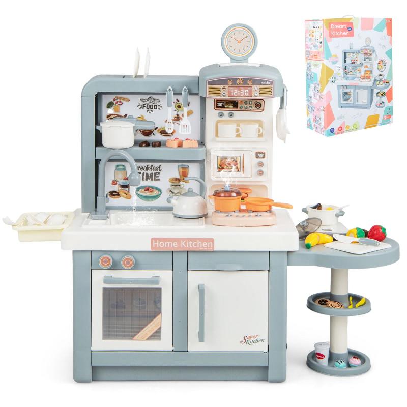 CUISINE ENFANTS 3 ANS+ 48 ACCESSOIRES JOUET DÎNETTE LUMIÈRES ET SONS RÉALISTES CADEAUX DE NOËL D\'ANNIVERSAIRE GRIS 20_0008371_0