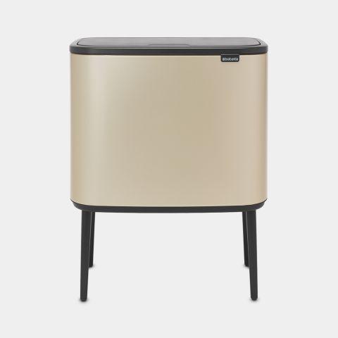 Poubelle Bo Touch Bin - 3 x 11 litres - Metallic Gold - Idéale pour trier les déchets avec style_0