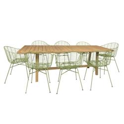 NOW'S HOME - Ensemble De Jardin Table 230cm Avec 8 Fauteuils Vert Saoso - 3256390250274_0