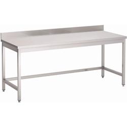 Table inox sans étagère basse avec dosseret Gastro M 1600 x 700 x 850mm - UNGN119_0