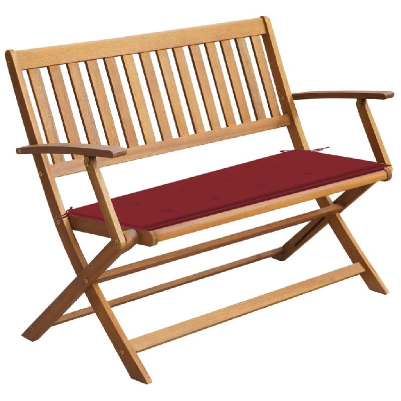 BANC DE JARDIN MEUBLE DE PATIO D'EXTÉRIEUR TERRASSE AVEC COUSSIN 120 X 58 X  90 CM BOIS D'ACACIA MASSIF 02_0011378