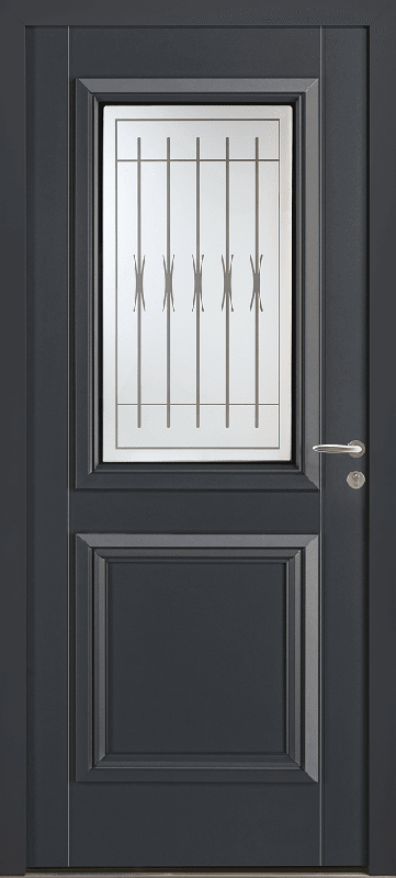 Porte d'Entrée Aluminium 80 Ariane Vitrage Décors Barreaux Sur Mesure Référence: Porte Alu 80 Ariane_0